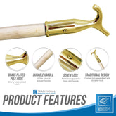 Brass Window Pole with 4ft Wooden Handle